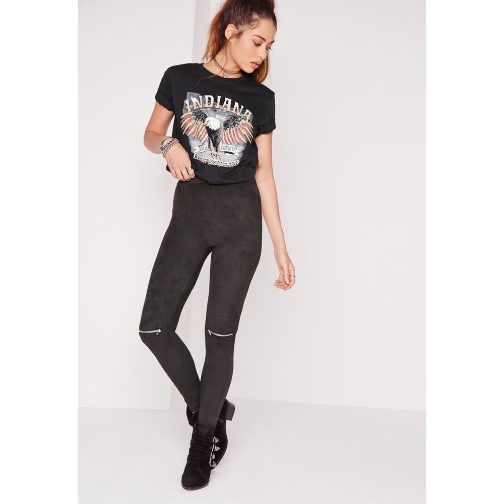 NWT Missguided Suede Zip Knee Leggings